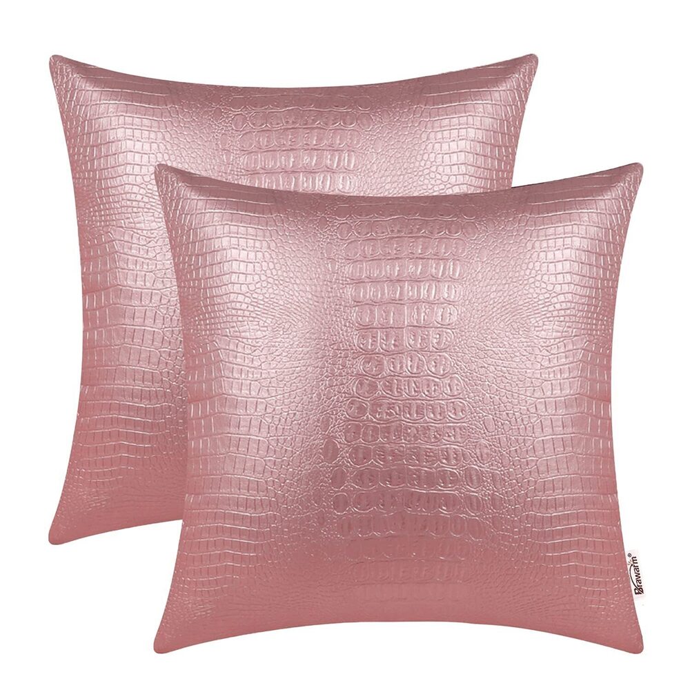 2835 Faux Leather Pillow Covers 16 X 16 Inches, Rose Gold Leather Pillow